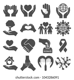 Charity Silhouette, Donation and Peace Icons