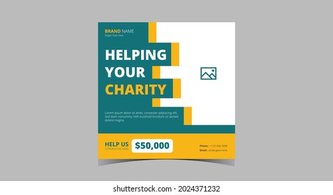 Charity social media post design. Donate in your charity social media post