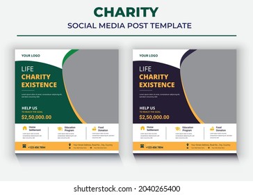 charity Social media post and flyer, life charity existence promotion, education program