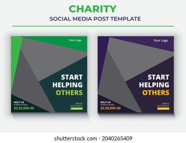 charity Social media post and flyer, Start Helping Others Social media post