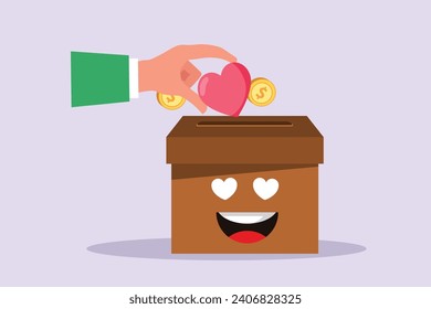 Concepto de caridad, apoyo y donación. Ilustración vectorial plana de color aislada.