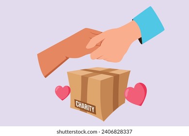 Concepto de caridad, apoyo y donación. Ilustración vectorial plana de color aislada.