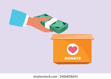 Concepto de caridad, apoyo y donación. Ilustración vectorial plana de color aislada.