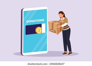 Charity, support and donation concept. Colored flat vector illustration isolated.