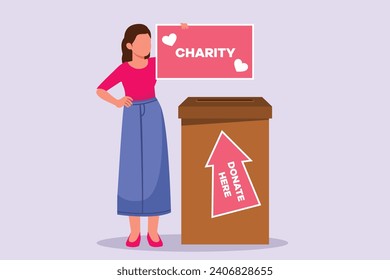 Concepto de caridad, apoyo y donación. Ilustración vectorial plana de color aislada.