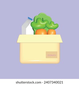 Charity, support and donation concept. Realistic 3d object cartoon style. Vector colorful illustration.