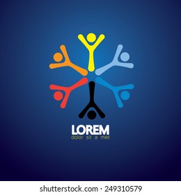 charity support group in circle vector icon - concept of unity, engagement. This also represents team meeting, holding hands, team work & support, people community, leadership, mentoring