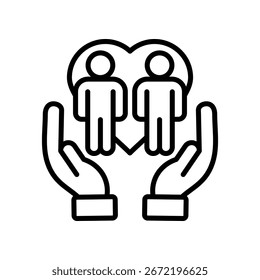 Charity Support Icon Line Vector Illustration