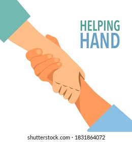 Charity symbol of helping hand in flat design. Sign or gesture of help and hope concept vector illustration on white background. 