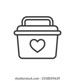 Charity transplantation icon in line design. Charity, transplantation, organ, donation, health, recovery, gift on white background vector. Charity transplantation editable stroke icon