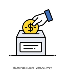 Charity vector filled outline icon. EPS 10 file