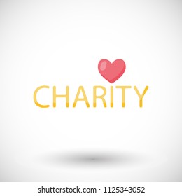 Charity vector flat icon, flat design of donation or fundraising sign with round shadow isolated on the white background, vector illustration