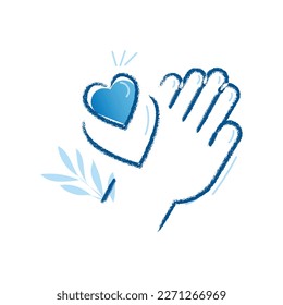 Charity vector icon, Helping hands, hands and heart icon, hand holding heart illustration