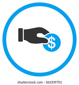 Charity vector icon. Style is bicolor flat circled symbol, blue and gray colors, rounded angles, white background.