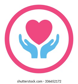 Charity vector icon. Style is flat rounded symbol, bright colors, rounded angles, white background.