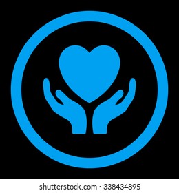Charity vector icon. Style is flat rounded symbol, bright colors, rounded angles, black background.