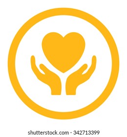 Charity vector icon. Style is flat rounded symbol, bright colors, rounded angles, white background.