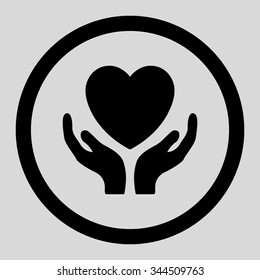 Charity vector icon. Style is flat rounded symbol, bright colors, rounded angles, light gray background.
