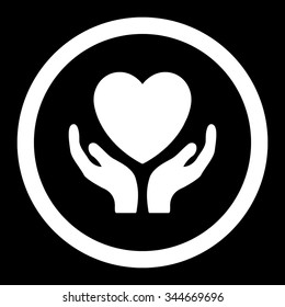 Charity vector icon. Style is flat rounded symbol, bright colors, rounded angles, black background.