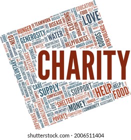 Charity vector illustration word cloud isolated on a white background.