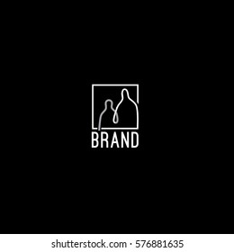 Charity vector logo design template. Linear drawing of man and child holding hands