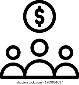 icono de línea delgada vectorial de caridad