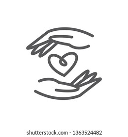 Charity Volunteer Collaboration Heart Love Hands Icon Set	
