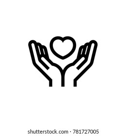 Charity Volunteer Collaboration Heart Love Hands Icon Logo