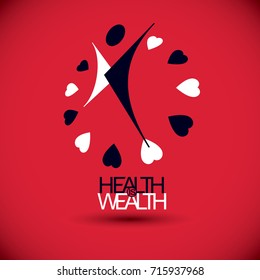 Charity and volunteer conceptual symbol. Medical rehabilitation abstract logo. Vector illustration of excited individual with raised hands up.