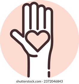 Charity volunteer, illustration or icon, vector on white background.