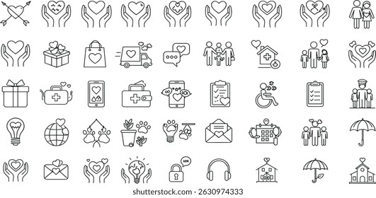 Charity and Volunteering Editable Icons set