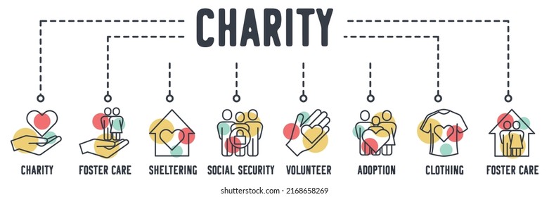 charity web icon. charity, foster care, sheltering, social security, volunteer, adoption, clothing donation vector illustration concept.