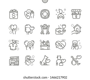 Charity Well-crafted Pixel Perfect Vector Thin Line Icons 30 2x Grid for Web Graphics and Apps. Simple Minimal Pictogram