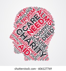 charity word cloud head typography