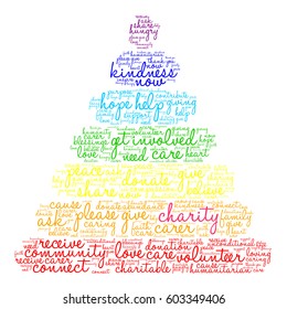 Charity word cloud on a white background.  