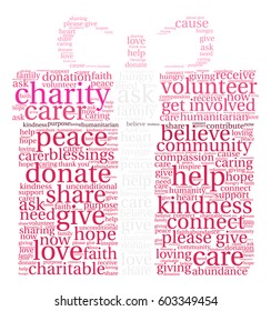 Charity word cloud on a white background.  