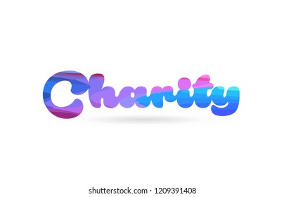 charity word with pink blue color suitable for card icon or typography logo design