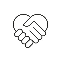 charity,support head, heart shape,medicine vector line icon, sign, illustration on background, editable strokes