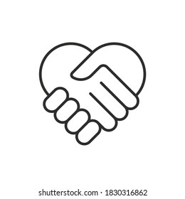 charity,support head, heart shape,medicine vector line icon, sign, illustration on background, editable strokes