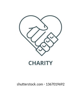 Charity,support head,  line icon, vector. Charity,support head,  outline sign, concept symbol, flat illustration