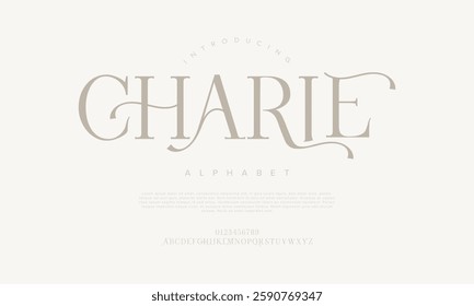 Charle typography beauty fashion elegant minimalist serif italic fonts decorative wedding vintage retro logos. Minimal luxury font alphabet logo. Vector illustration