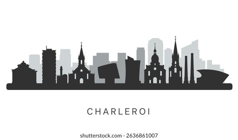 Charleroi Belgium Skyline Silhouette Vector.