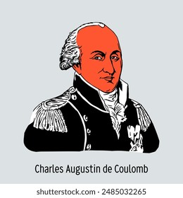 Charles Augustin de Coulomb is a French novelist and playwright, famous for his vivid, often comic stories from the life of the southern regions - Provence and Languedoc. Hand drawn vector illustratio