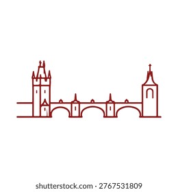 Charles Bridge landmark line icon