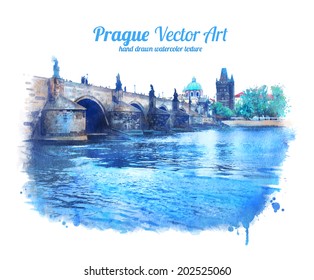 Charles bridge in Prague, Czech Republic. Vector art. EPS 10.