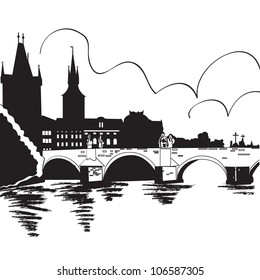 Charles Bridge and Vltava river