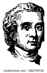 Charles Carroll, 1737-1832, he was Maryland planter and an advocate, first United States senator from Maryland, vintage line drawing or engraving illustration svg