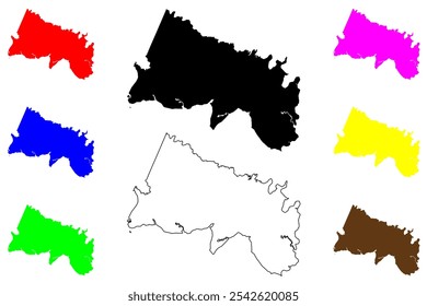 Charles City County, Commonwealth da Virgínia (EUA, Estados Unidos da América, EUA, EUA) mapa ilustração vetorial, esboço de rabisco Mapa de Charles