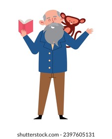 charles darwin with a book and monkey vector isolated