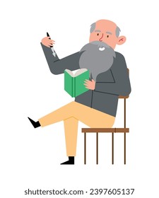 charles darwin with a book vector isolated